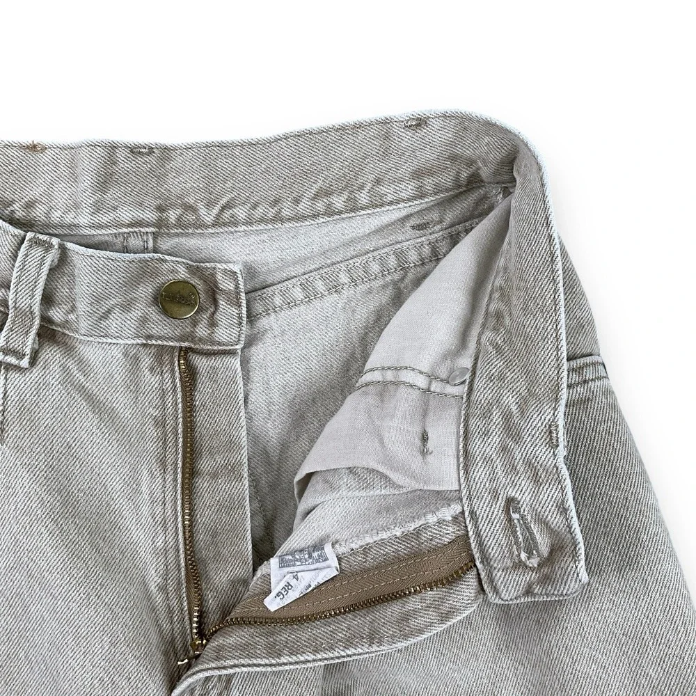 LL Bean Jeans Women 4 (ACTUAL 24x27) Beige High Waisted Pleated Vintage Taper